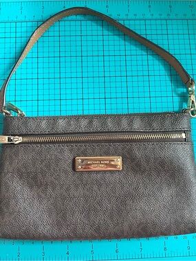 Michael Kors Metallic Brown Pebbled Leather Shoulder Bag with Gold Plate